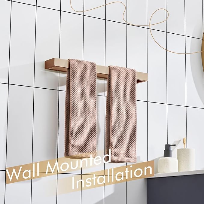 KOKOSIRI Towel Holder 16-Inch Hand Towel Bar Kitchen Rack Champagne Bronze Stainless Steel for Bathroom Wall Mount, 1 Pack B4008CPG-L16