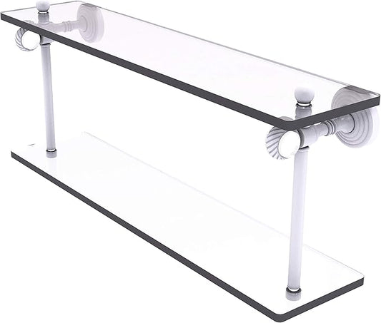Allied Brass PG-2T-22 Pacific Grove Collection 22 Inch Two Tiered Twisted Accents Glass Shelf, Matte White