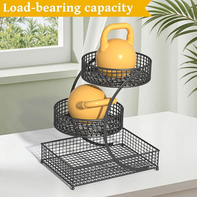 3-Tier Metal Cosmetic Organizer,Cosmetic Storage Rack for Vanity Tables,Multipurpose Metal Bathroom Organizers and Storage, Home and Office use Countertop Organizer (Round-Black)