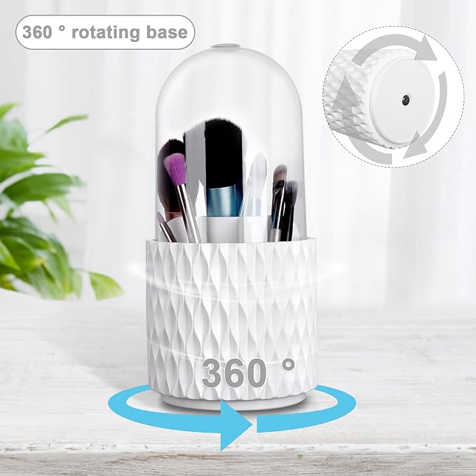 Ochine Acrylic Makeup Brush Organizer with Dustproof Lid, Travel Cosmetic Brush Storage Box - Clear Eyebrow Pencil Holder for Vanity