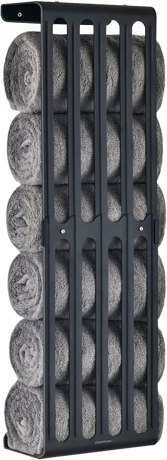 simpletome Towel Storage Rack Adjustable Height Wall Mount Bathroom Shelf Organizer Carbon Steel (Matte Black)