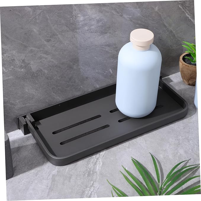 Luxshiny Foldable Wall Shelf for Bathroom Space Saving Metal Storage Rack with Drainage Modern Design Vanity Tray for Toiletries and Cosmetics Easy Installation for Laundry Room