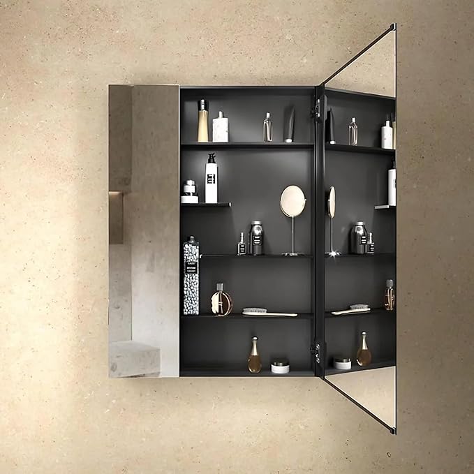 Kohler 81149-DA1 Maxstow Frameless Surface-Mount Two-Door Bathroom Medicine Cabinet with Mirror, 30 in. W x 40 in. H, Dark Anodized Aluminum