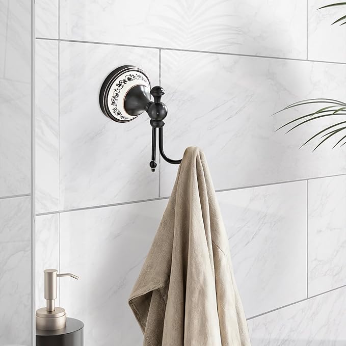 Black Bronze Brass Bath Towel Hooks Wall Mounted Bathroom Clothes Hook,Antique Brass Horn Shape Curved Towel Hooks