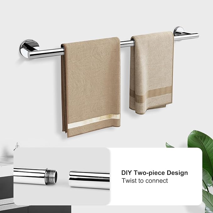 Polished Chrome Bathroom Hardware Accessories Set 5 Piece, Stainless Steel Bath Towel Bar Set 24 Inch,Toilet Paper Holder,Towel Ring Holder,Towel Rack Set,Gold Bathroom Accessories Kit Silver
