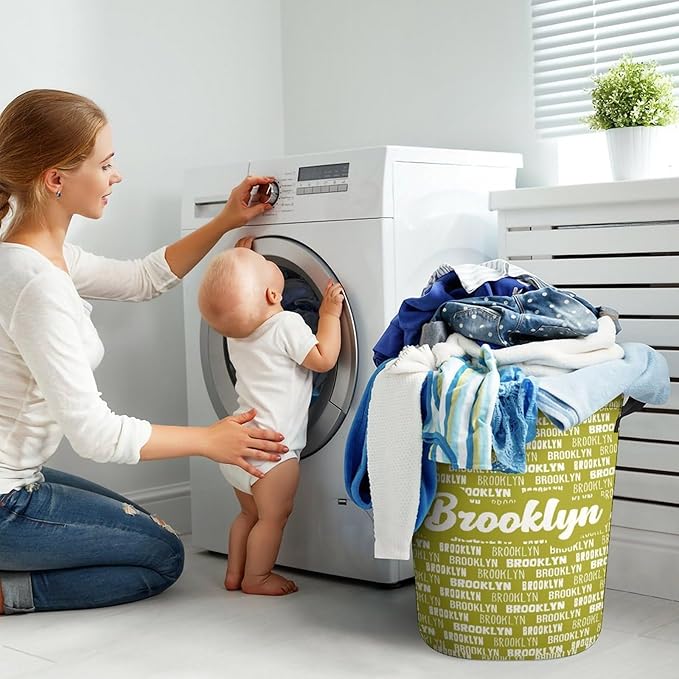 ZOE DAVISON Personalized Laundry Baskets,Custom Name Laundry Hamper for Kids Baby Adults,Collapsible Clothes Storage Organizer,One Size