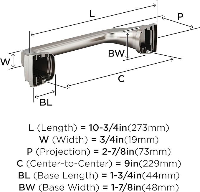 Amerock Revitalize Brushed Nickel 9 inch (229mm) Towel Bar, BH36035G10