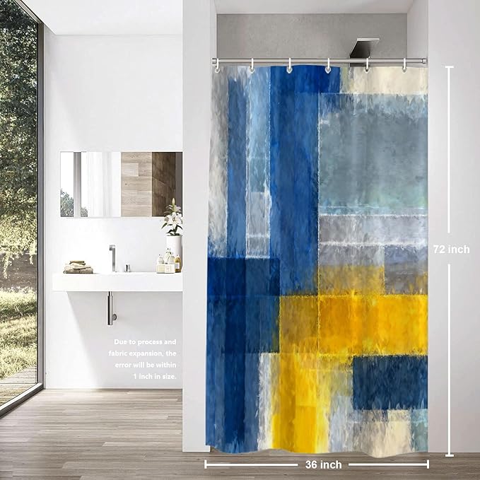 Shrahala Brown Abstract Art Decorative Shower Curtain, Grey Contemporary Colorful Bathroom Décor Polyester Fiber Waterproof with Plastic Rings for Shower Stall Bathtubs 72 X 36 in