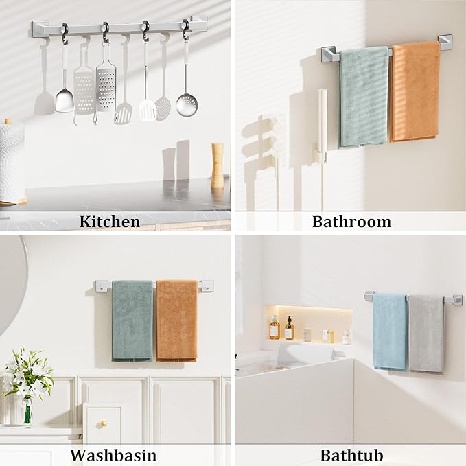 Alise Brushed Nickel Towel Bar, 24 Inch Towel Racks for Bathroom, SUS304 Stainless Steel Towel Holder Wall Mounted, Heavy Duty Towel Hanger for Bathroom & Kitchen (Brushed Nickel)