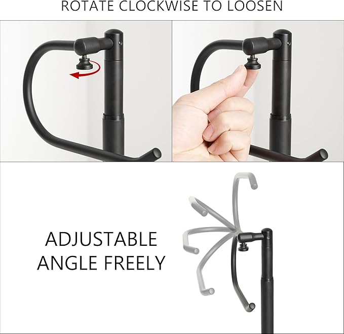 RFOUO Hand Towel Holder Stand,Standing Towel Racks for Bathroom,Hand Towel Holder for Bathroom Kitchen Vanity Countertops,Stainless Steel Adjustable Towel Bar 16.5-26 Inch(Matte Black)