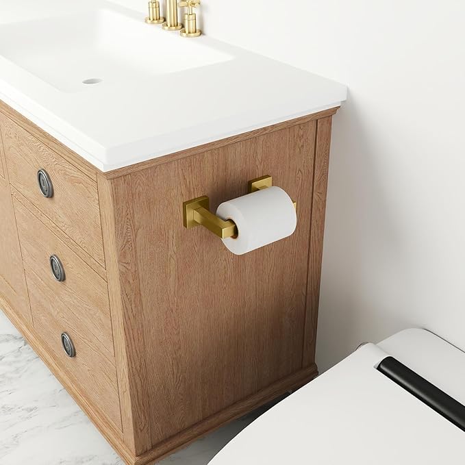 FEILERN Toilet Paper Holder Wall Mounted Post Pivoting Square Tissue Holders Roll Holder Hangers for Bathroom Commercial Toilet Paper Dispenser,Gold