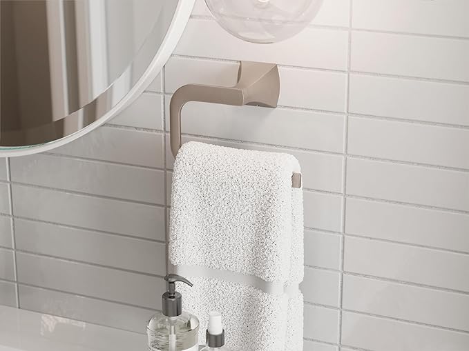 Pfister Bruxie Towel Ring, Hand Towel Holder for Bathroom, Wall-Mounted, Screw-in, Spot Defense Brushed Nickel Finish, BRBBIE0GS