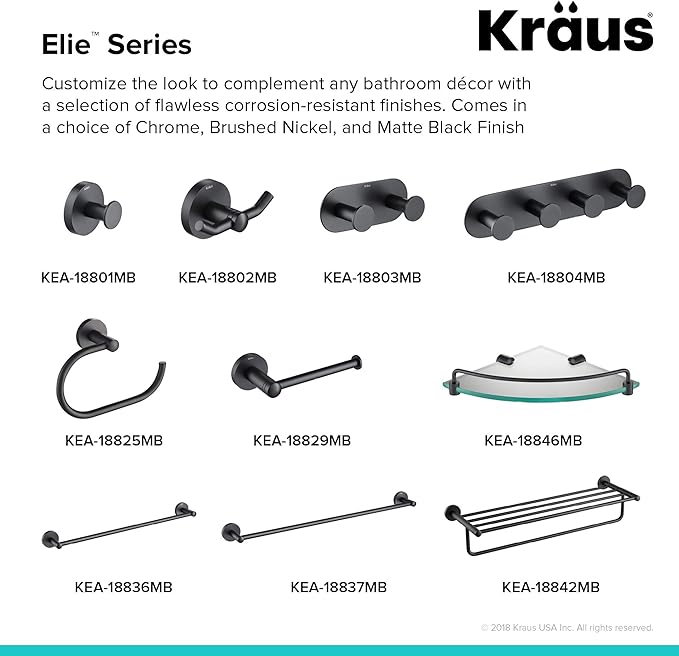 Kraus Elie Corner Bathroom Shelf, Matte Black Finish, KEA-18846MB