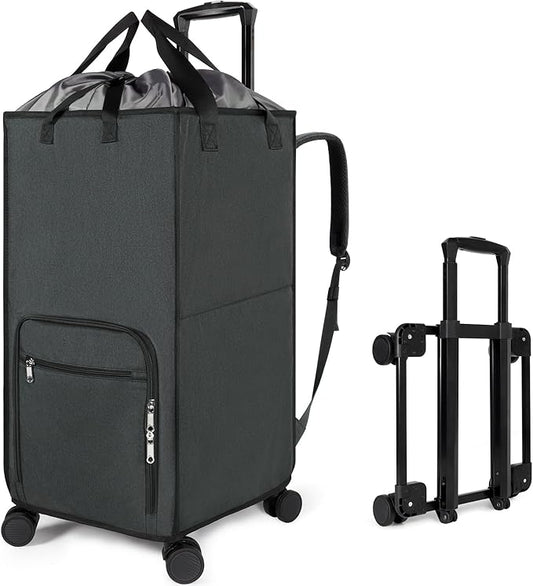 Bukere Extra Large 3 in 1 Rolling Laundry Backpack Bag with Wheels, 90L Freestanding Laundry Basket, Collapsible Laundry Hamper with Removable Wheeled Cart for College Dorm Apartment Laundry Room