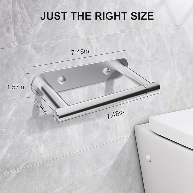 SetSail Toilet Paper Holder Adhesive or Screw-in Brushed Nickel Bathroom Toilet Paper Roll Holders Wall Mount Stainless Steel Tissue Holder for Bathroom Hardware Accessories