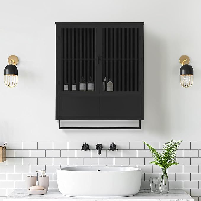 Medicine Cabinet,Medicine Cabinets for Bathroom with Mirror Doors Shelf,Bathroom Cabinet Wall Mounted Wooden Bathroom Storage Cabinet Bathroom Cabinet Kitchen (Black4)