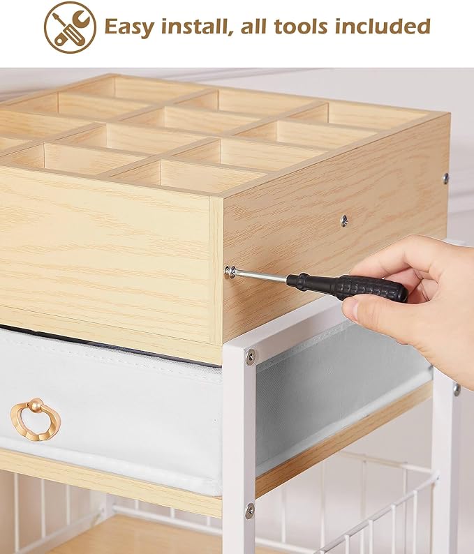 Enthralite Makeup Storage Organizer for Bedroom: Make Up Holder with Drawer - Vanity Organization for Skincare Cosmetic Brush Beauty Accessories