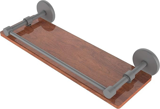 Allied Brass P1000-1-16-GAL-IRW Prestige Skyline Collection 16 Inch Solid IPE Ironwood Gallery Rail Wood Shelf, Matte Gray