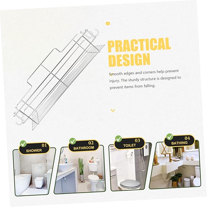 Cabilock Bathroom Storage Rack Punch Wall Mounted Shelf for Toiletries Stainless Steel Design with Hollow Bottom for Quick Drainage Elegant Organizer for Bathroom