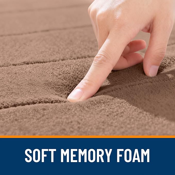 OLANLY Memory Foam Long Bathroom Rugs Runner 47x20, Super Soft Absorbent Bath Mat, Quick Dry, Machine Washable Shower Floor Rugs, Bathmat Carpet, Bathroom Home Decor Accessories, Mocha