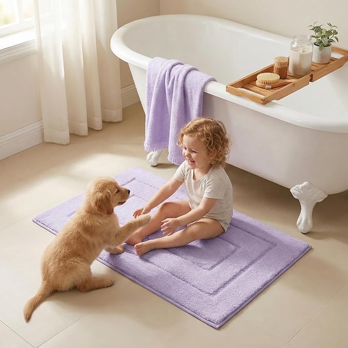 GRANNY SAYS Bathroom Rugs Non Slip, 24" x 36", Bath Rugs for Bathroom Washable, Bath Mats for Floor, Microfiber Bath Mat for Tub, Absorbent Bath Rugs for Shower Room, Lavender