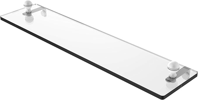 Allied Brass MA-1/22 Mambo 22 Inch Vanity Beveled Edges Glass Shelf, Matte White