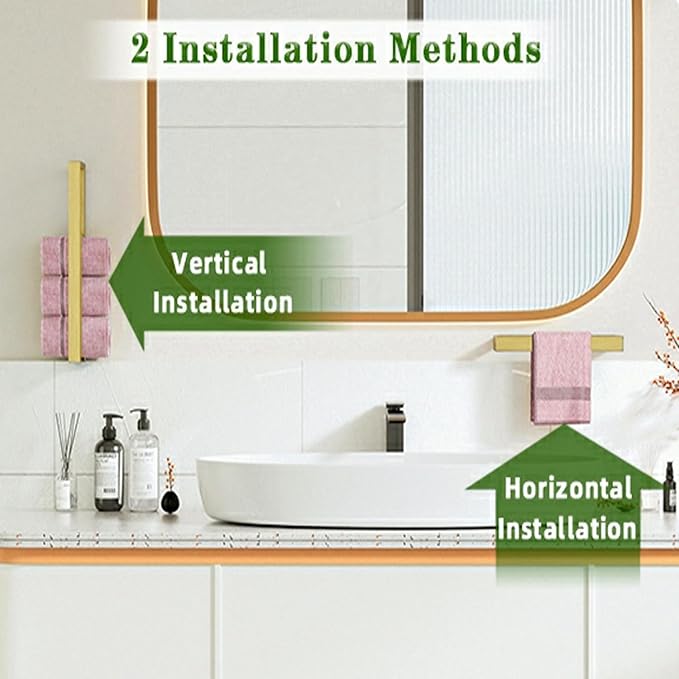 Alise Hand Towel Holder Towel Bar for Bathroom Wall Mounted,Gold Towel Rack for Bathroom Lavatory,8 Inch SUS304 Stainless Steel Towel Rail Towel Hanger for Walls