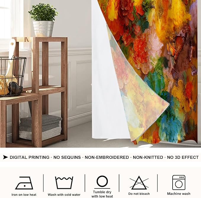 Shrahala Colorful Abstract Paint No Hooks Shower Curtain with Snap in Liner Set, Multicolor Modern Artist Bathroom Décor Polyester Fiber Waterproof for Stall Bathtubs 35.5 X 74 in