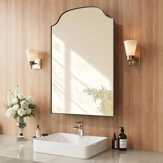 24x35 Inch Medicine Cabinet - Surface Mount or Recessed Bathroom Mirror Cabinet with Storage, Metal Framed, Sturdy & Easy Installation（Black）