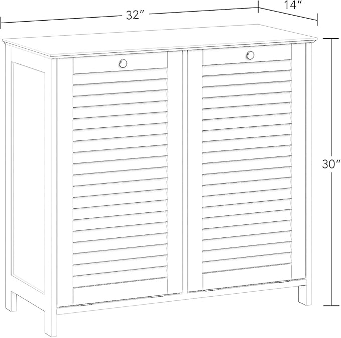 RiverRidge Ellsworth Double Tilt-Out Laundry Hamper Cabinet - Laundry Room Storage Cabinet with Removable Cloth Bag and Shutter Style Doors