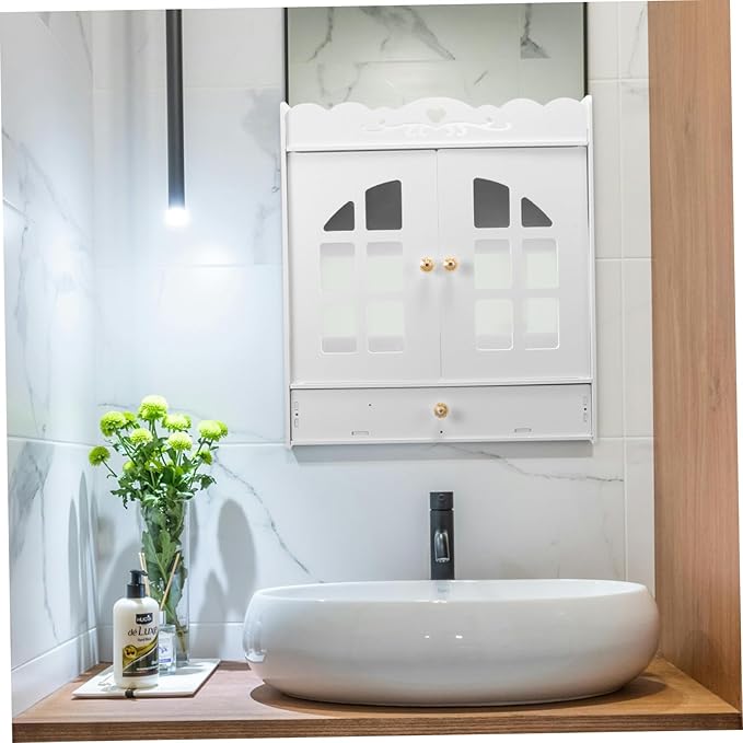 balacoo Wall-Mounted Storage Cabinet for Bathroom Punch Organizer Ample Space for Cosmetics and Products Stylish Wall Storage for Compact Spaces