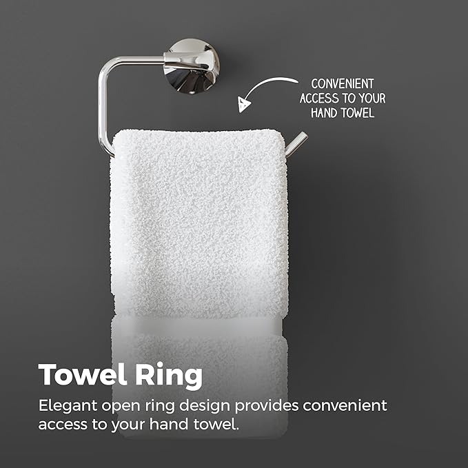 Pfister Willa Towel Ring, Hand Towel Holder for Bathroom, Wall-Mounted, Screw-In, Polished Chrome Finish, BRBWLL0C