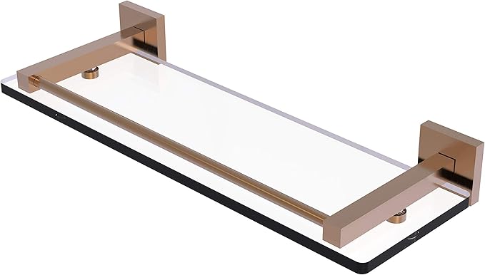 Allied Brass MT-1-16-GAL Montero Collection 16 Inch Gallery Rail Glass Shelf, Brushed Bronze