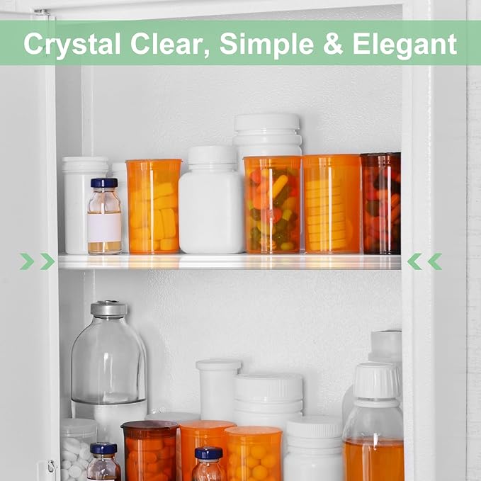 DERTE 4 Pack 13 Inch Medicine Cabinet Shelves 1/4 Inch Thick Acrylic Clear Medicine Replacement Shelf for Wall Mounted and Hanging Cabinets Kitchen Living Room Bathroom