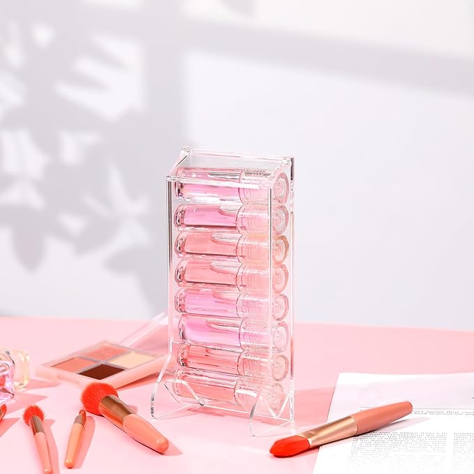 Weysat 2 Pcs Clear Acrylic Lip Balm Dispenser Organizer Holder for Lip Balm Containers Freestanding Counter Display Retail Stand for Lipsticks Glosses (Single Slot)