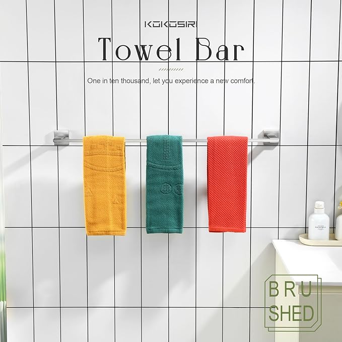 KOKOSIRI 32 Inch Bath Towel Bars Bathroom Towel Racks Towel Holder Towel Rods Kitchen Towel Hanger Bathroom Accessories Stainless Steel Wall Mounted Satin Nickel B4006BR-L32