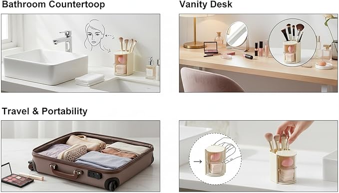 2-Layer(Yellow) Clear Hair Accessories Organizer,Hair Caddy Organizer,with Hair Brushes Holder Rotatable Small Jewelry Box for Hair Clip, Earring Necklaces, Makeup Brush, Hair Accessories.