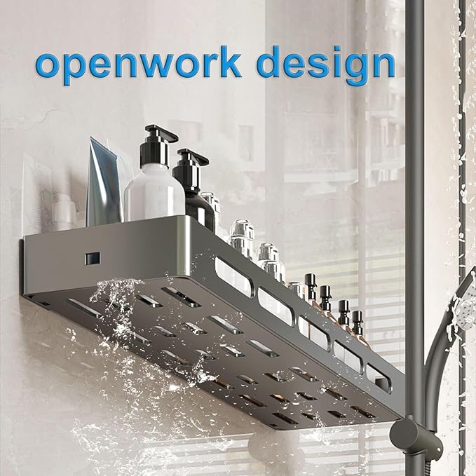 Bathroom Bathroom Shelf, Wall Mounted Organizer, Hand Wash Organizer, Hollow Out Design, Snap-in Installation, Suitable for Bathroom, Dining Room, Dressing Table(60 * 15 * 5cm)