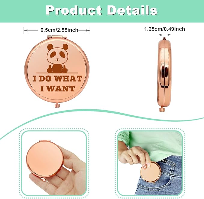 Panda Lover Gifts Panda Gifts for Girls Compact Makeup Mirror for Friend Funny Gifts for Women Birthday Gift for Panda Lovers Animal Lovers Gift Thank You Gifts Folding Makeup Mirror Christmas