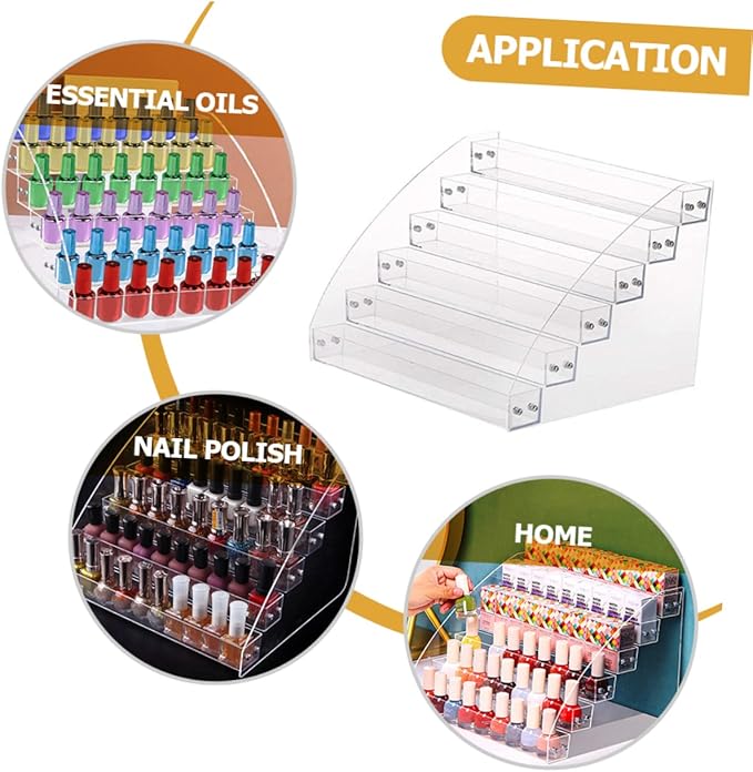 FRCOLOR Multi Layer Nail Polish Organizer Rack Display Your Favorite Colors Stable Base for Home Salon Use Also Holds Lipstick and Essential Oils