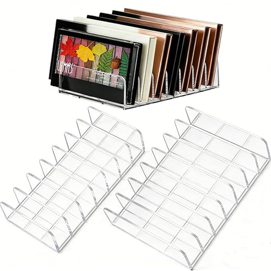2 Pack Acrylic Eyeshadow Makeup Palette Organizer: Makeup Organizer for Drawer - 7-Section Cosmetic Display Case for Vanity Countertop - Clear Cosmetic Organizer Storage Accessories