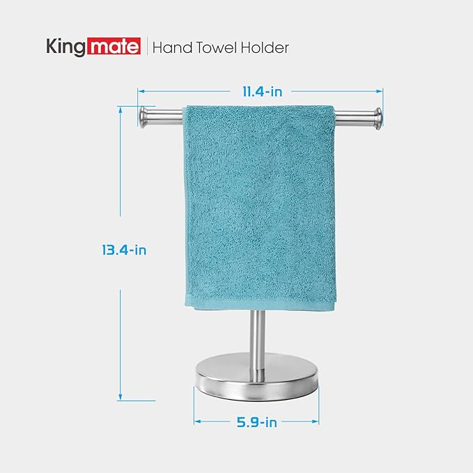 Hand Towel Holder Stand, Towel Rack with Stainless Steel Base, Rust-Proof Jewelry Stand (Brushed Nickel)