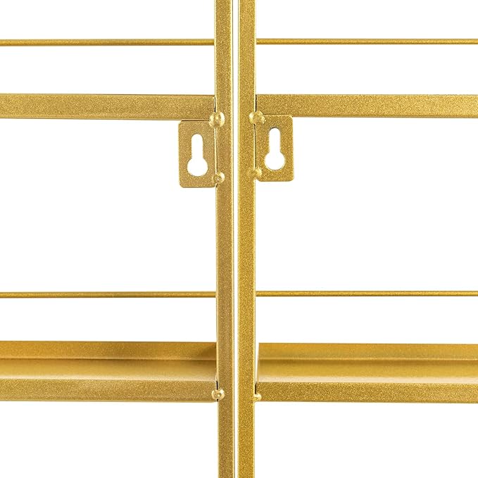 Wall-Mounted Nail Polish Rack, Set of 3 Rectangular Gold Nail Polish Shelf Lipstick Perfume Cosmetic Display Shelf for Home Spa Nail Salon Shop