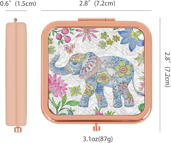 Portable Folding Compact Mirror with 1X 2X Magnification Double Sided Mini Travel Makeup Mirror for Women Girls Bridesmaid Gifts(Rose Gold)