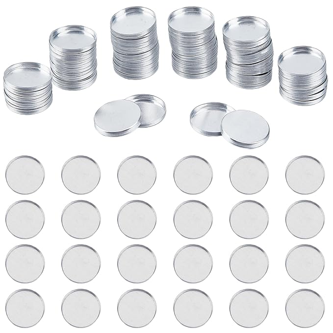 NICENEEDED 100 PCS Aluminum Empty Eyeshadow Pan, Round Palette Metal Pans Cosmetic Blush Lipstick Organizer, Square Refillable Container Eyeshadow Trays