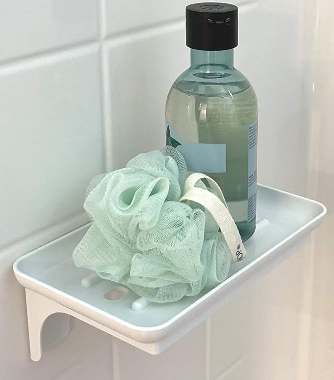 Wonder Shelf ?€? Small Adhesive Floating Wall Shelf for Bathroom, Over Toilet Paper Holder Mini Storage Rack for Phone, Wipes, Tablet, or D??cor (1, White with Holes)