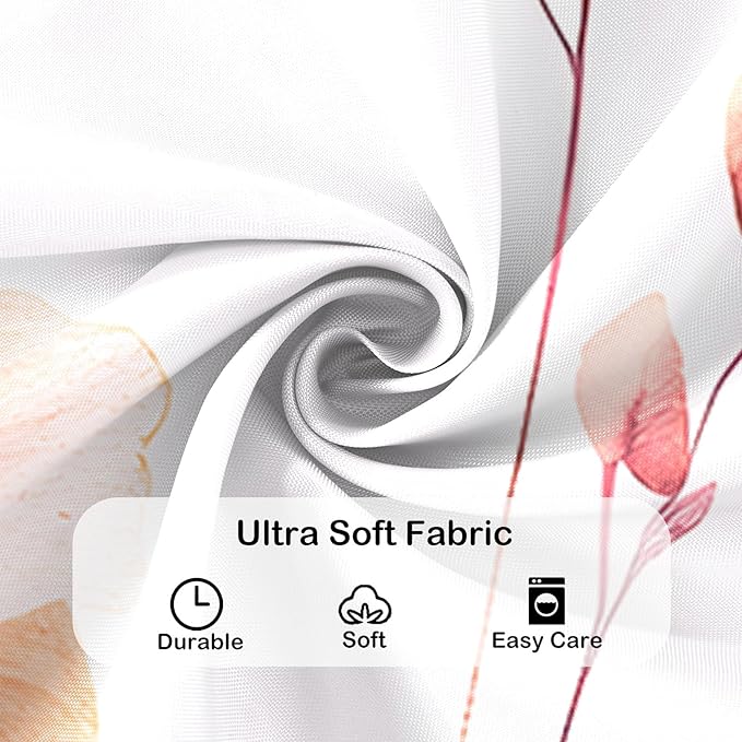 Pink Floral Shower Curtain, Watercolor Flower Shower Curtains for Bathroom, Modern Minimalist Waterproof Fabric Bath Decoration 72x72 Inch