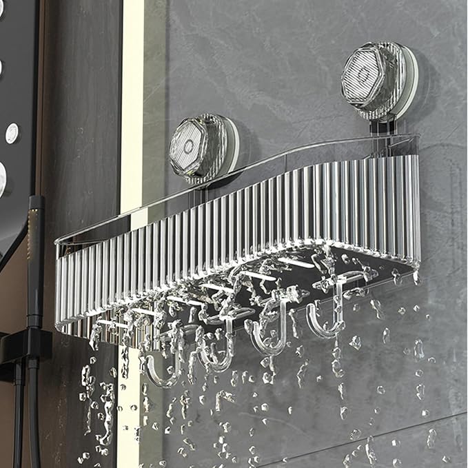 Powerful Suction Cup Bathroom Shelf Wall Mounted Rack Storage Basket Makeup Tool Stand