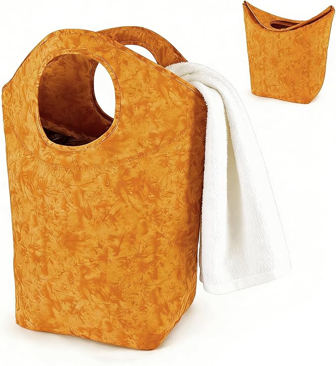 18"x17"x9.5" Capacity Foldable Laundry Basket, Portable Collapsible Laundry Hamper with Soft Handle, Waterproof Wear-Resistant Storage Bag for Dirty Clothes, Grocery, Camping, Bathroom, Bedroom, Car