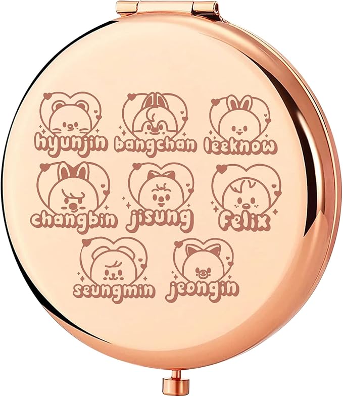 KEYCHIN Korean Pocket Mirror Korean Band Fans Gifts Korean Group Members Compact Makeup Mirror(Korean Hyunjin)